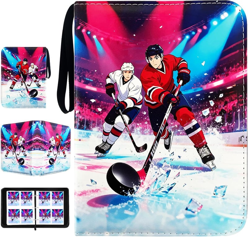 Rmannke Hockey Card Binder,Trading Card Binder 4 Pocket with 50 Removable Sleeves,Fits 400 Sport Cards,Trading Cards Holder Card Collectors Album - Image 1